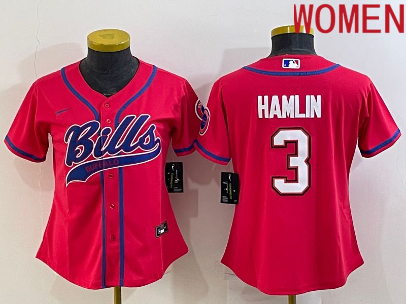 Women Buffalo Bills #3 Hamlin Red 2022 Nike Co branded NFL Jerseys